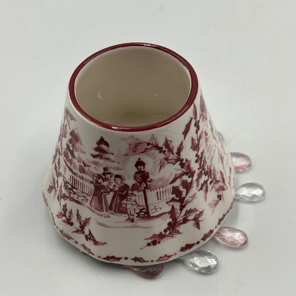 Yankee Candle Ceramic Small Jar Topper Victorian Toile Christmas Carolers Beads